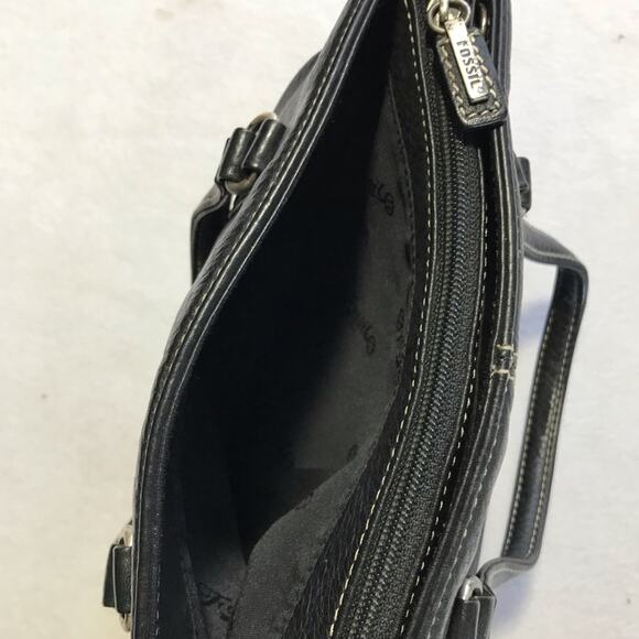 Fossil black leather mini tote bag 75082 casual everyday purse - Picture 11 of 16